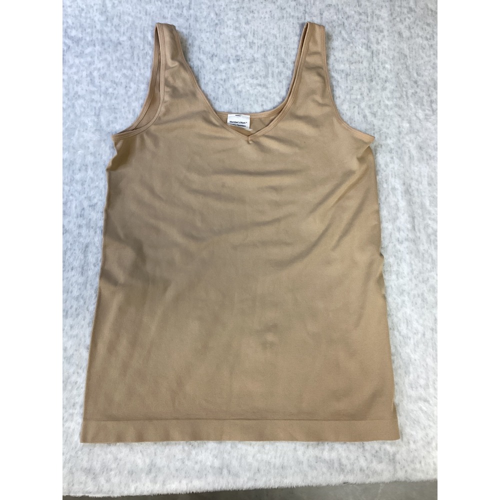 Members Mark Womens XL Reversible Seamless Cami Tan V-Neck Square Neck Tank Top